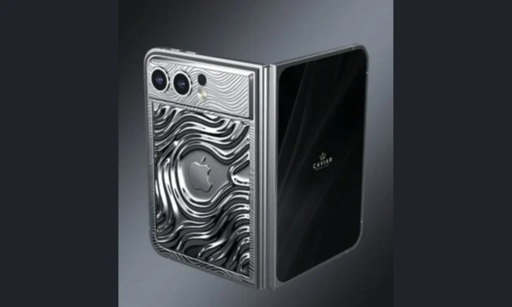iPhone Ultra Liquid Metal da Caviar com acabamento prateado escultural
